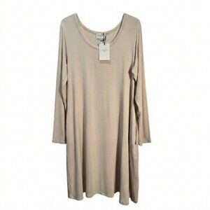 NWT | Miss Lavish London Beige A-Line Dress | Side Pockets | Long Sleeve | XL